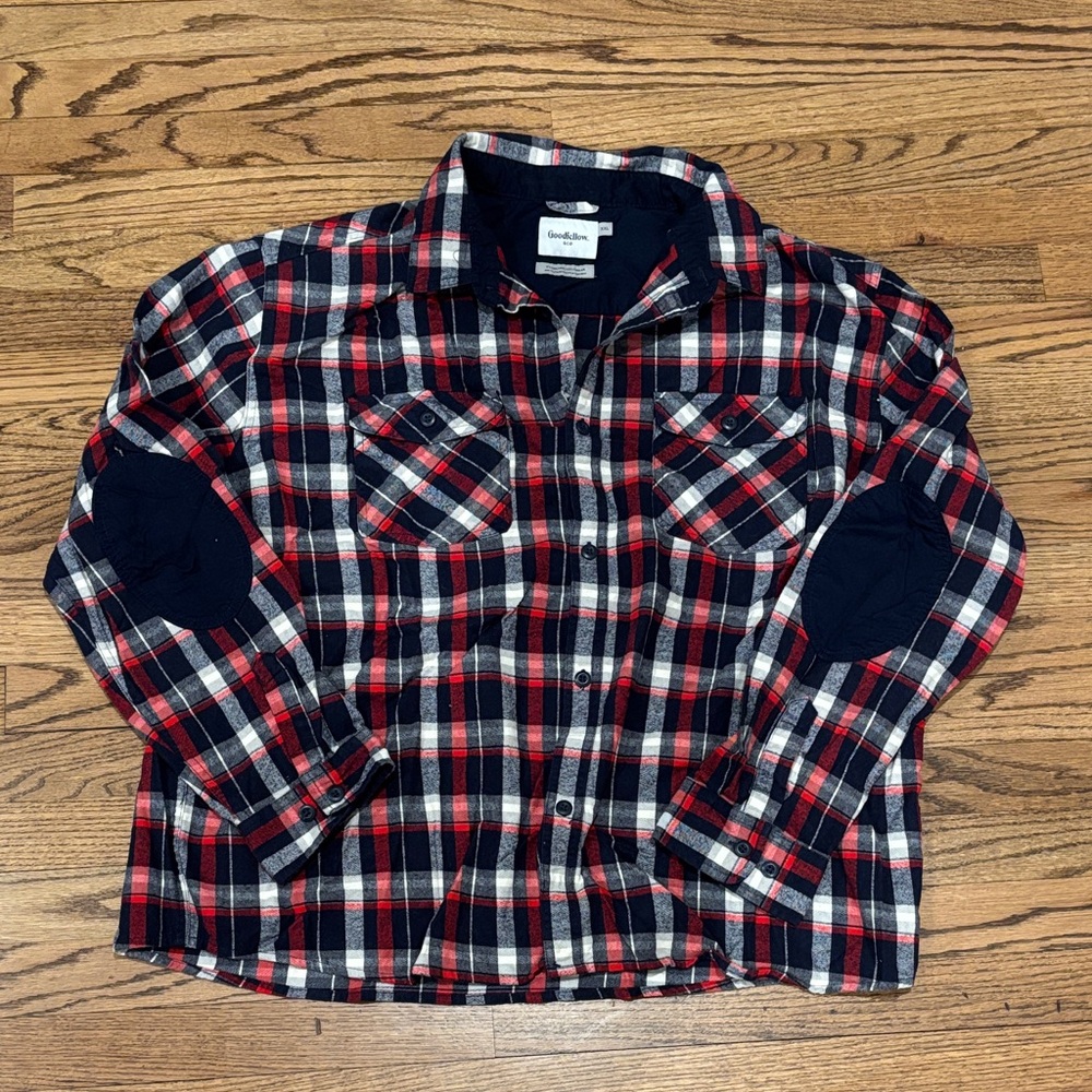 Goodfellow & Co Red and Black Checkered Flannel Shirt XXL